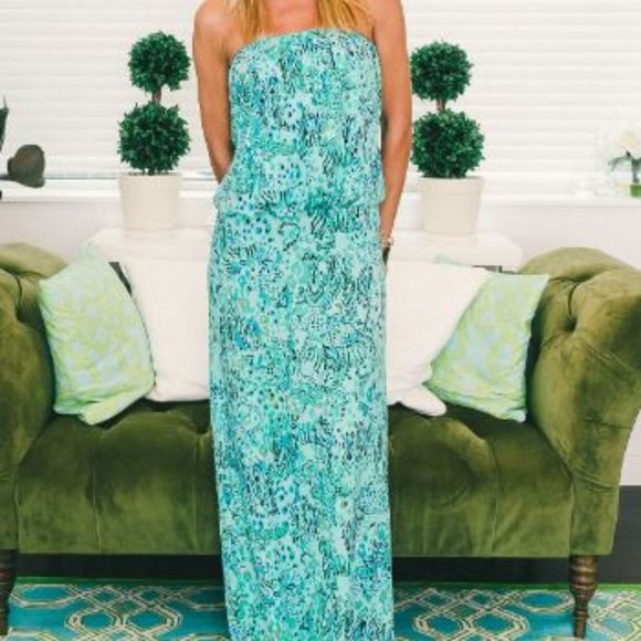 Lilly Pulitzer Strapless Maxi with Animal Print